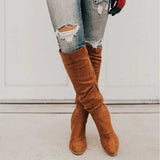 Botas hasta la rodilla para mujer - Ante suave - Tacón cómodo - Estilo elegante