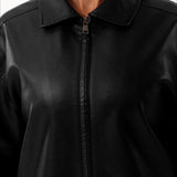 chaqueta de cuero con solapas extragrandes