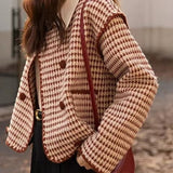 Chaqueta corta de tweed con estampado de pata de gallo