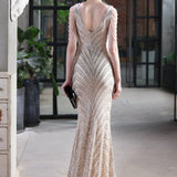 Elegante vestido de noche de sirena con lentejuelas
