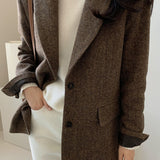 Blazer liso en mezcla de lana