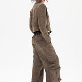 Chaqueta corta de cuero estilo motero