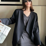 Blazer negro informal de gran tamaño