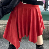 Elegante falda asimétrica de ante con cintura alta