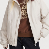 Chaqueta extragrande y cálida con estampado de cuadros vintage, cuello alto y paneles.