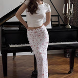 Falda midi de sirena ajustada con estampado floral