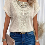 Top de mujer - Corte holgado - Elegante detalle de encaje - Tejido texturizado transpirable
