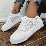 Zapatillas deportivas para mujer – Parte superior con cordones transpirables – Corte bajo – Suela plana antideslizante