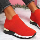 Zapatillas deportivas para mujer - Tejido de punto transpirable - Suela ligera y cómoda - Sin cordones