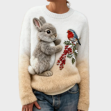 Klementína - Suéter de peluche con conejo navideño