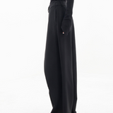 Pantalones de mujer - Cintura alta - Pierna ancha y fluida - Caída asimétrica - Elegante y chic