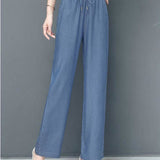 Pantalones de mujer - Cintura elástica - Cómodos y fluidos - Tejido ligero y elegante