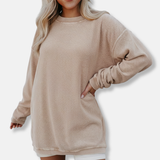 Sudadera de mujer – Corte oversize – Mangas largas – Cuello redondo – Algodón suave