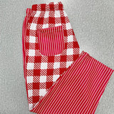 Pantalones de mujer - Corte holgado - Cintura elástica - Estampado de rayas y cuadros