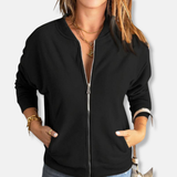 Chaqueta de mujer – Corte relajado – Punto suave – Cierre de cremallera – Estilo casual