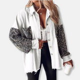 Chaqueta vaquera para mujer - Mezcla de algodón - Corte holgado - Largo túnica - Bordes deshilachados