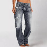 Vaqueros bootcut para mujer - Tiro medio - Efecto desgastado - Corte ajustado - Estilo casual