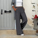 Pantalones anchos para mujer - Cintura elástica - Corte holgado - Largo hasta el tobillo - Con bolsillos