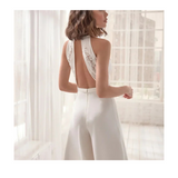 Mono de mujer – Tejido fluido de lujo – Corte elegante – Escote halter – Pierna ancha