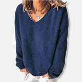 Sudadera de mujer - Punto de felpa - Corte holgado - Cuello en V - Mangas largas