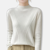Suéter de mujer – Lana – Corte holgado – Cuello alto – Punto acanalado