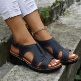 Sandalias de mujer - Piel auténtica - Tacón cuadrado cómodo - Punta abierta - Correa ajustable