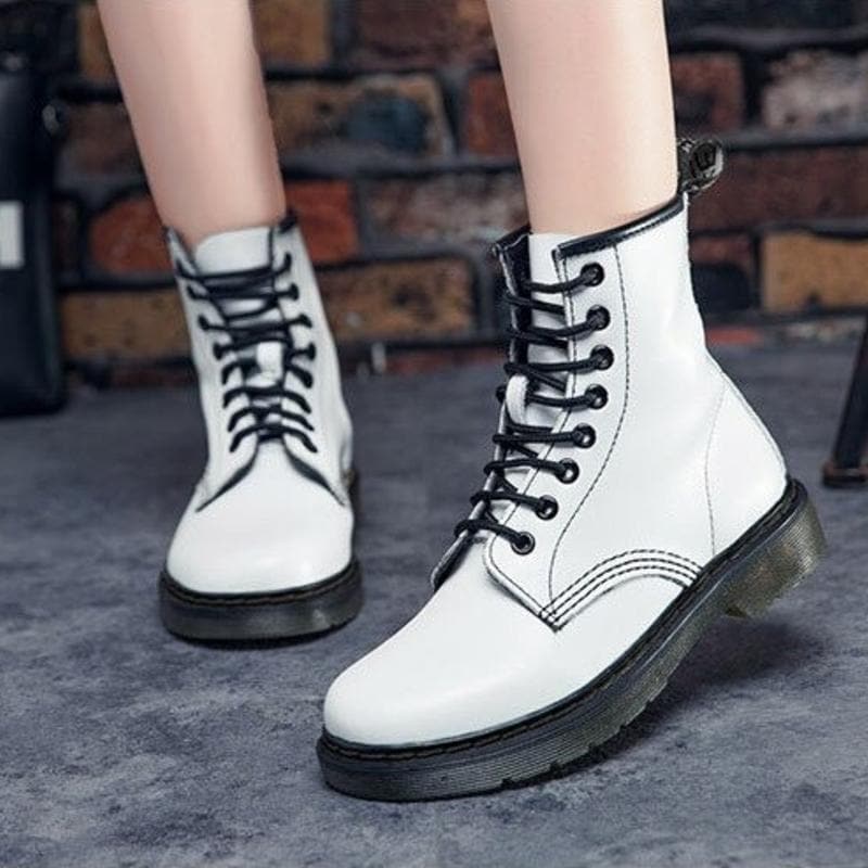 Botines de mujer - Estilo militar - Cordones - Suela antideslizante con tacos - Comodidad duradera