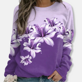 Sudadera de mujer - Punto suave - Corte holgado - Cuello redondo - Mangas largas - Estampado floral