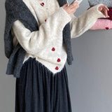 Cárdigan oversize con botones en forma de corazón y cuello redondo
