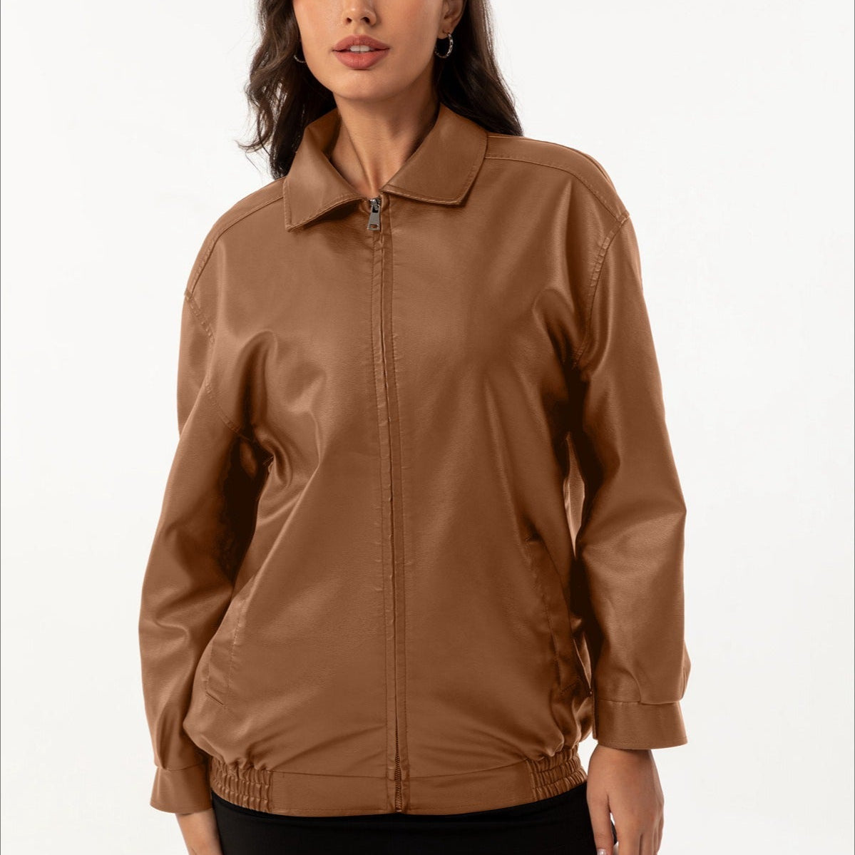 chaqueta de cuero con solapas extragrandes