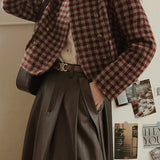 chaqueta vintage a cuadros de un solo pecho