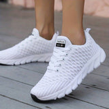 Zapatillas deportivas para mujer – Corte bajo – Malla transpirable – Plantilla de espuma viscoelástica – Cordones ajustables