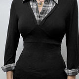Blusa ajustada de punto de camuflaje de manga larga