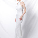 Vestido de noche largo sirena con lentejuelas y espalda abierta