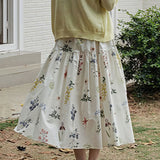 Falda midi plisada de corte A con estampado floral vintage