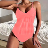 Traje de baño tankini para mujer - Tirantes finos - Volantes en capas - Corte favorecedor