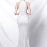 Vestido de noche largo sirena con lentejuelas y espalda abierta