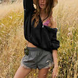 Sudadera corta lisa con cremallera y estilo deportivo
