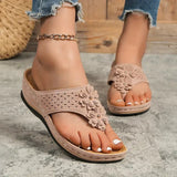 Sandalias de cuña para mujer - Piel de primera calidad - Diseño floral - Comodidad y elegancia