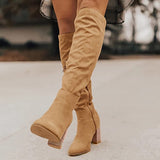 Botas hasta la rodilla para mujer - Ante suave - Tacón cómodo - Estilo elegante
