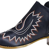 Botines de mujer - Estilo western - Tacón de bloque cómodo - Punta puntiaguda - Detalles decorativos