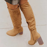 Botas hasta la rodilla para mujer - Ante suave - Tacón cómodo - Estilo elegante