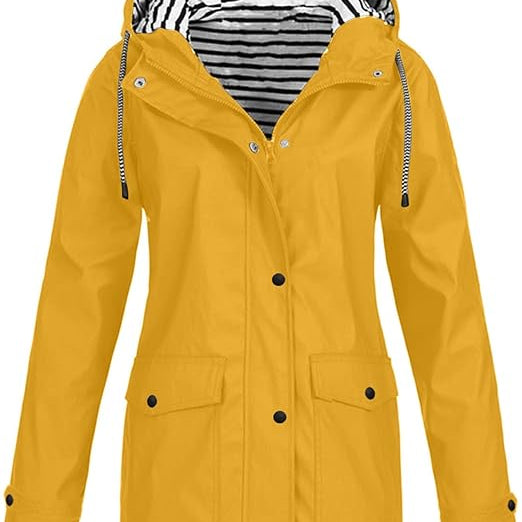 Elegante chaqueta impermeable y cortavientos para mujer.