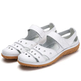 Sandalias de mujer - Punta cerrada - Piel transpirable - Suela cómoda antideslizante - Cierre de velcro ajustable