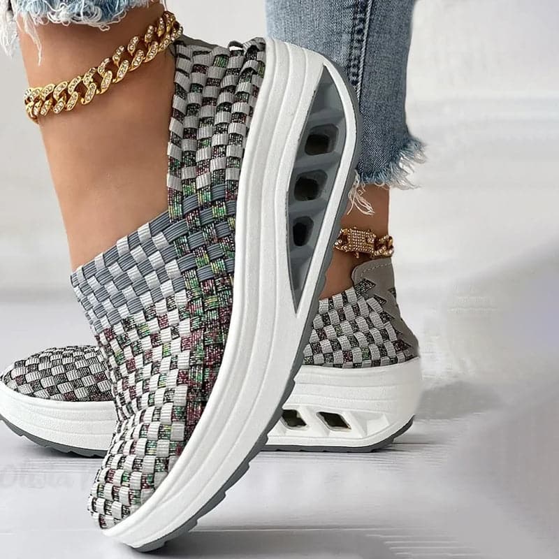 Zapatos de mujer - Slip-On Tejido Elástico - Suela Confortable con Cámara de Aire