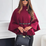 Capa de lana elegante y chic con cinturón para atar en la cintura.