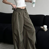 Pantalones cargo retro Y2K con botones y dobladillos
