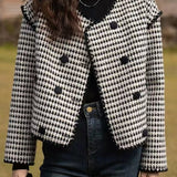 Chaqueta corta de tweed con estampado de pata de gallo