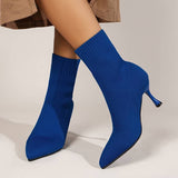 Botines de mujer - Tacón de aguja - Punta puntiaguda - Tejido elástico cómodo