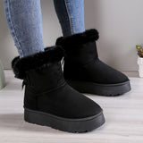 Botines de mujer - Ante - Forro de piel - Suela de plataforma - Lazo decorativo